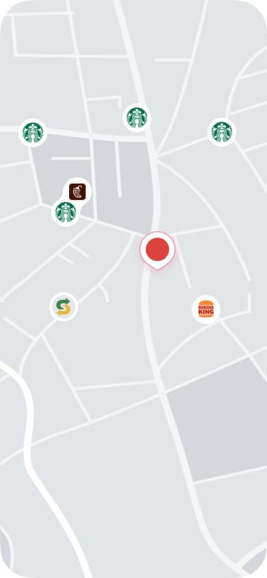 Map with restaurants